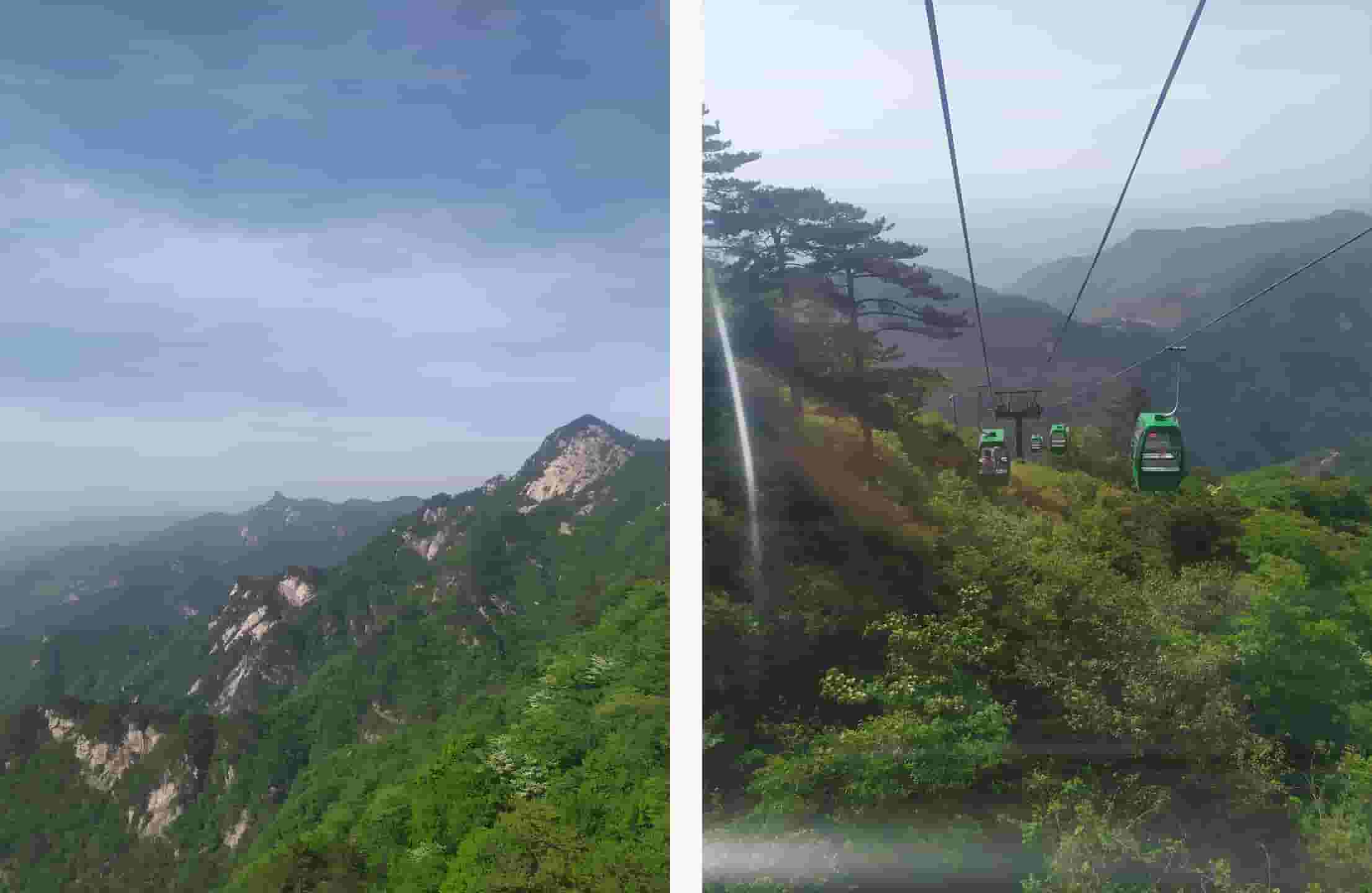 俗话说上山容易下山难，所以当大家登上山顶好好休整过后，我们决定坐缆车下山。由于龟峰山海拔过高，缆车下到地面也将近花了10多分钟，不过从缆车上望山也是一种不错的体验，不一样的景观。