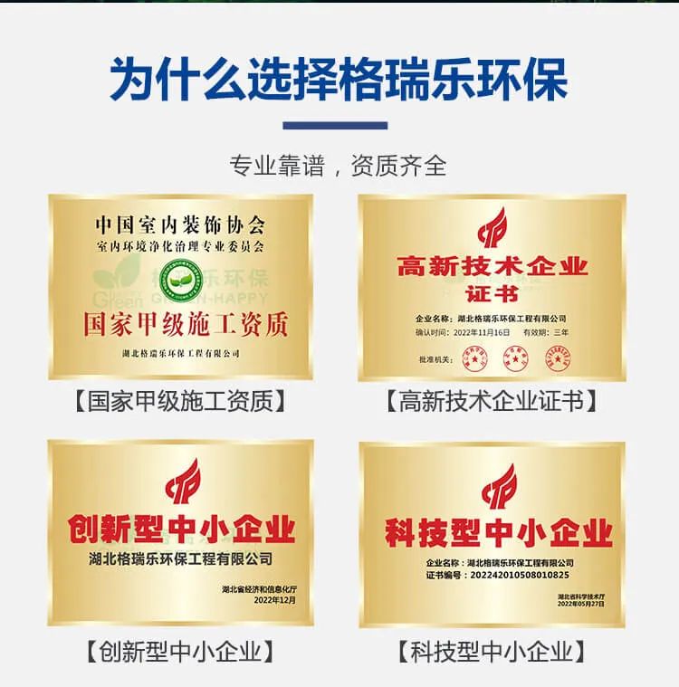 为什么选择格瑞乐环保,专业靠谱，资质齐全.国家甲级施工资质,高新技术企业证书,创新型中小企业,科技型中小企业